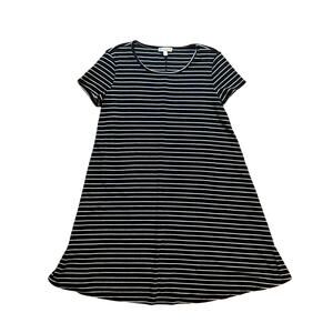 Love Fire Black White Striped Comfy A-Line Swing Dress Womens Medium